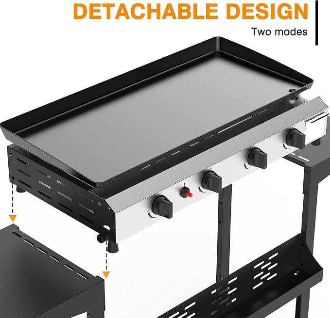 4 Burner Flat Top Grill, 30 Inch Stainless Steel Tabletop Portable Propane - Image 5