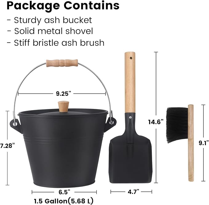 GameXcel Ash Bucket with Lid and Shovel Hand Broom - Image 6