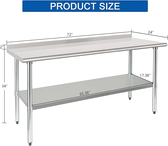 HARDURA Stainless Steel Table Prep & Work Table 24 x 72 Inches NSF Heavy Duty - Image 2