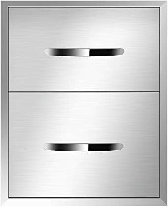 BBQ Outdoor Kitchen Drawers Stainless Steel 3-Drawer BBQ Drawer Enclosed - Image 8