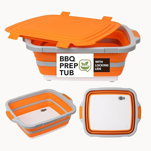 16L Orange Collapsible BBQ Prep Tub - Image 2