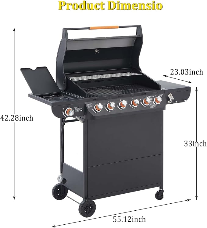 Unovivy Large 6-Burner Propane Gas Grill - Image 3