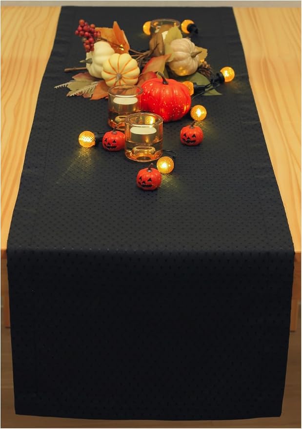 Black Table Runner 108 inch, Waterproof Dresser Scarf, Outdoor Coffee Table - Image 5