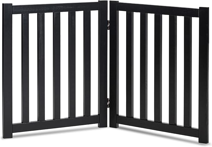 LZRS 2-Panel Wooden Free Standing Foldable Dog Gate Indoor – Solid Hardwood 24" by LZRSPET