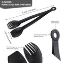 Tongs for Serving, 6 Inch Black Stainless Steel, Set of 4