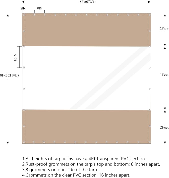 20 Oz Outdoor Vinyl Curtain, Outdoor Clear Panel Curtain, Weather Resistant - Image 6