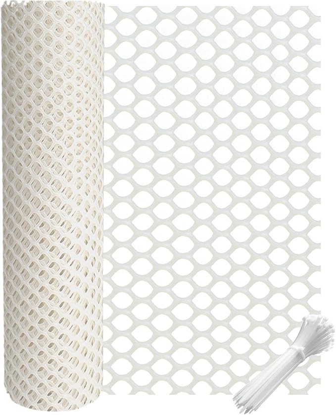 vensovo Plastic Wire Mesh 16IN x 10FT Roll -White Chicken Wire Fencing by vensovo