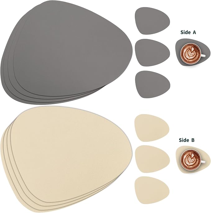 Myir JUN Placemats, Dual-Sided Placemats Waterproof Faux Leather Placemats Set - Image 2