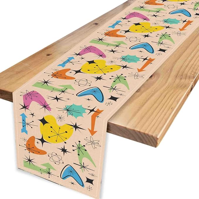 Mid Century Table Runner, Retro 1950s Atomic Minimalist Modern Abstract - Image 4