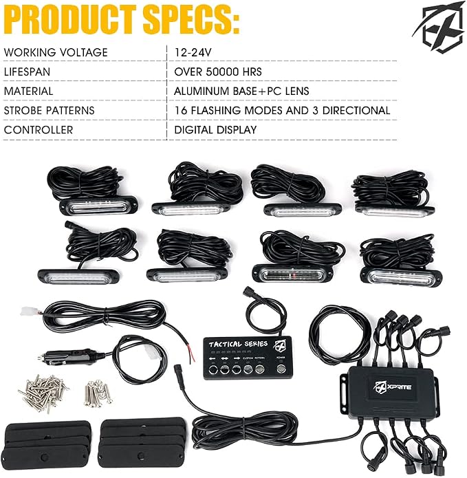Xprite Blue LED Surface Mount Strobe Police Lights Kit, Emergency Safety - Image 7