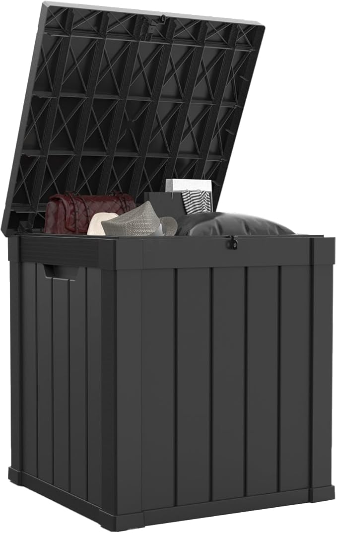 50 Gallon Waterproof Outdoor Storage Box, Resin Deck Box, Lockable Outside by MAIUSCOLI