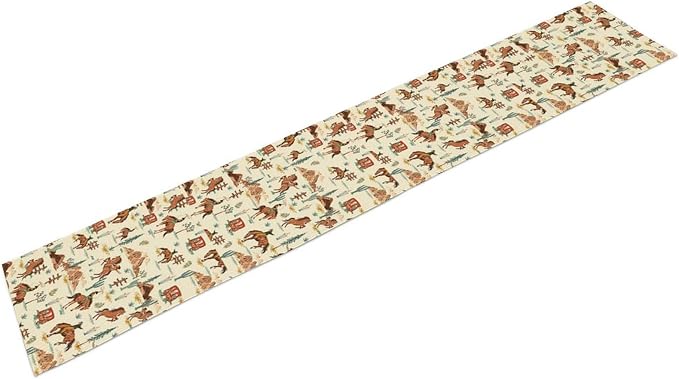 Western Cowboy Table Runner, Vintage Farmhouse Country Cowboy Horse Cactus - Image 2