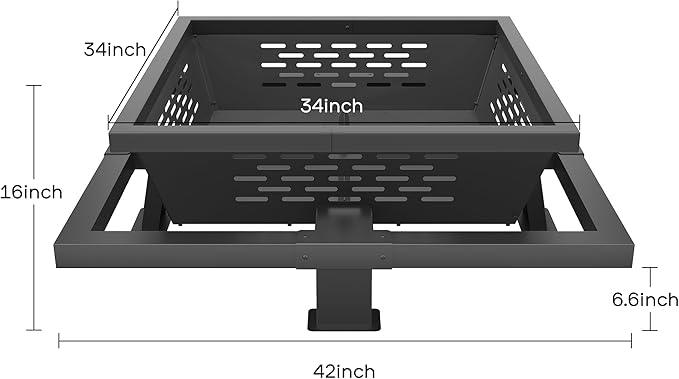 42" Large Fire Pit, Square Outdoor Fire Pit - Image 2