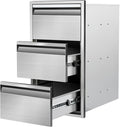 Outdoor Kitchen Drawers 14" W x 25.4" H x 21" D Stainless Steel Triple Drawers by Unknown