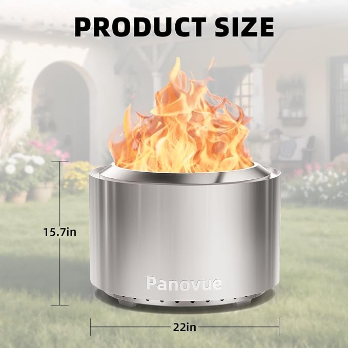 22 Inch Smokeless Fire Pit, Stainless Steel Wood Burning Outdoor Firepit - Image 6