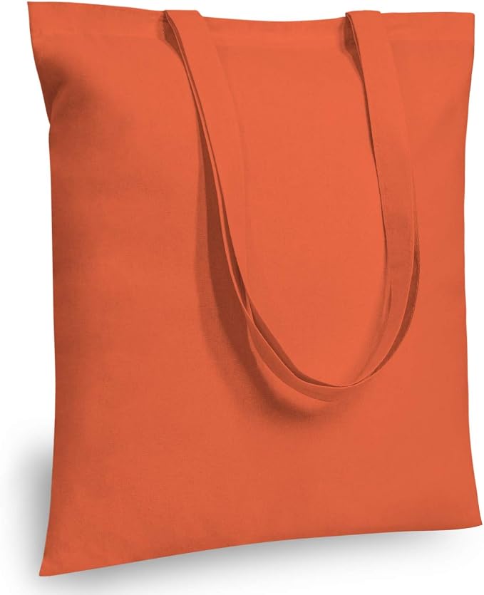 TOPDesign 6-Pack Economical 16"x15" Orange Cotton Tote Bag, Lightweight Medium by TOPDesign