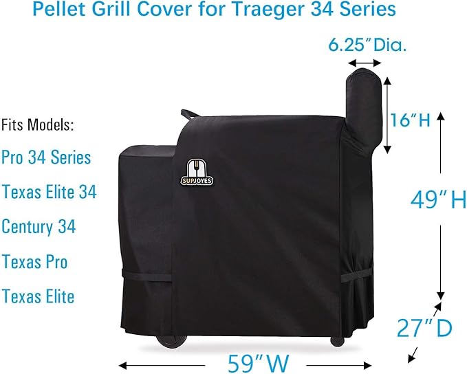 SUPJOYES Grill Cover for Traeger 34 & 780 Series, Heavy Duty Waterproof Wood - Image 2