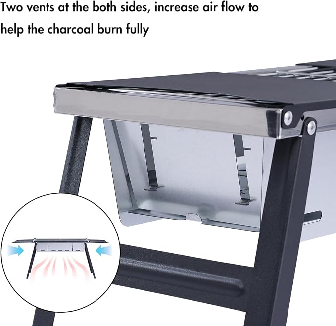 Outdoor Foldable Portable Barbecue Grills Stainless Steel Charcoal BBQ Tool - Image 6