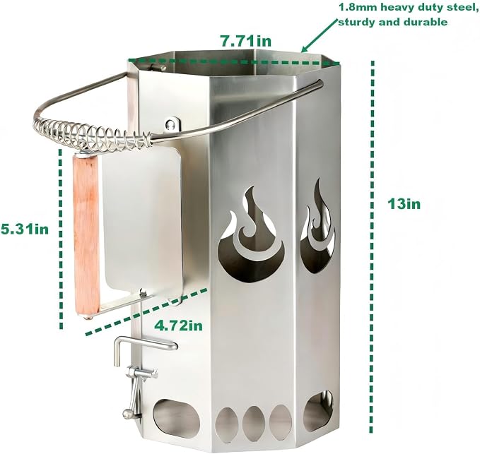 Ember Echo Heavy-Duty XL Charcoal Chimney Starter，Charcoal Starter Chimney - Image 2