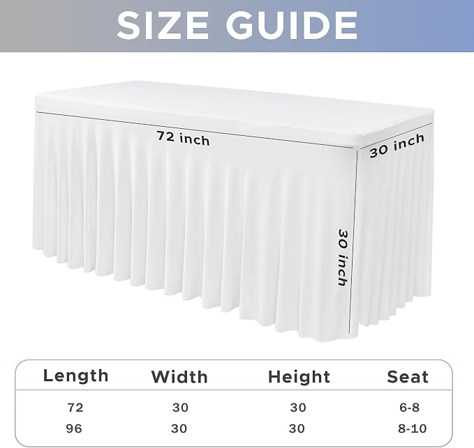 Nasitos White Rectangle Table Skirts, 2 Pack - Image 4