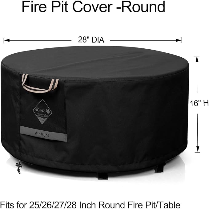 QH.HOME Fire Pit Cover Round Super Waterproof, UPF 50+ Fire Pit Covers Premium - Image 2