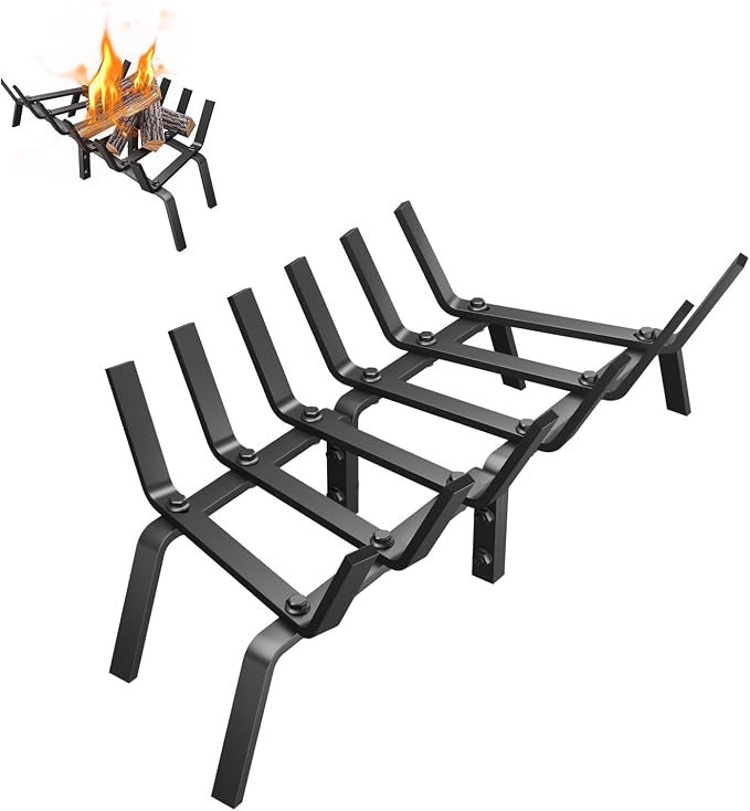Fireplace Grate, 24 inch Solid Fireplace Log Holder, Heavy Duty Cast Iron by LOCVCDA