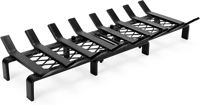 24" Fireplace Grates with Ember Retainer, Fireplace Wood Holder by WILLOWWEAVE
