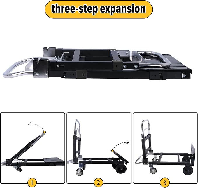 Upgraded 3 in 1 Folding Hand Truck, 600lbs Capacity, Heavy Duty Convertible - Image 6
