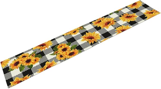Yellow Sunflower Table Runner, Vintage Farmhouse Black White Sunshine - Image 7