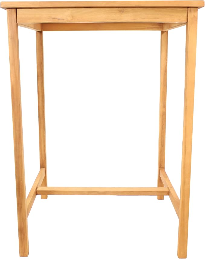 Sunnydaze 2-Person Solid Teak Wood Square Patio Bar Table - Image 6