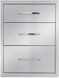 Outdoor Kitchen Drawers Stainless Steel 3-Drawer BBQ Drawer 16" W x 21" H x 23" by Unknown