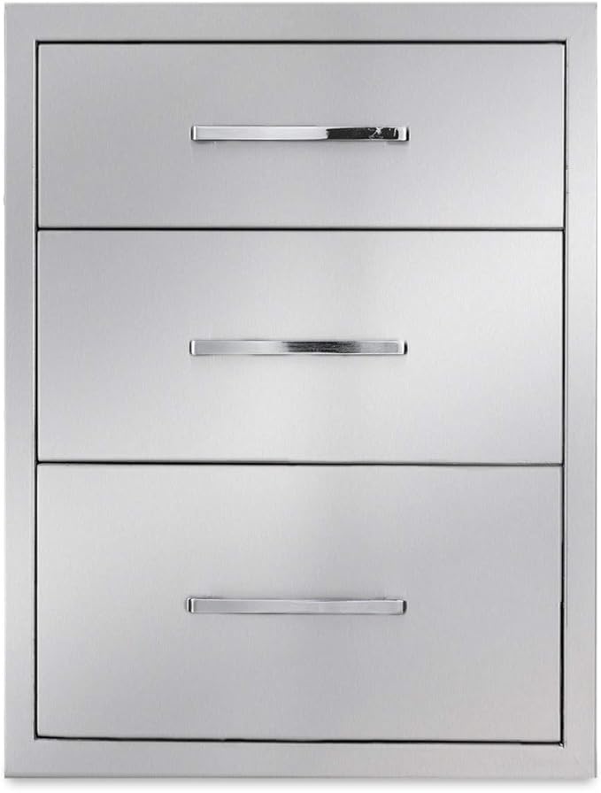Outdoor Kitchen Drawers Stainless Steel 3-Drawer BBQ Drawer 16" W x 21" H x 23" by Unknown
