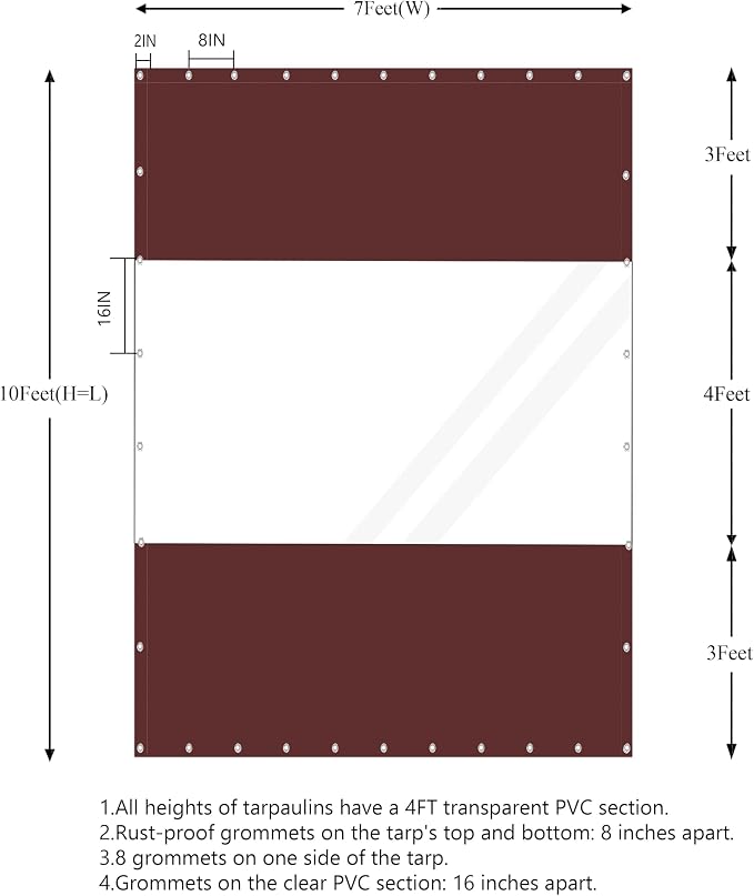 20 Oz Outdoor Vinyl Curtain, Outdoor Clear Panel Curtain, Weather Resistant - Image 7