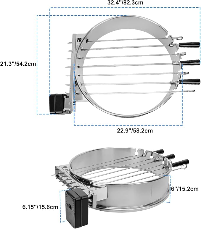 only fire Shish Kabob Set with Stainless Steel Ring, Automatic Skewers Turner - Image 2