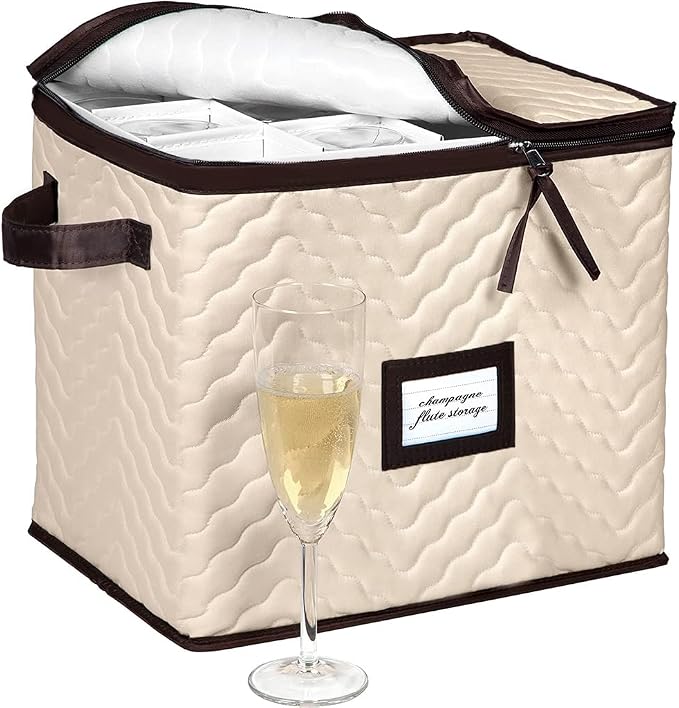 Wine Glass Storage Box with Dividers by HOLDN%E2%80%99STORAGE