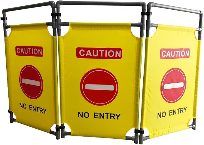 3 Panels 5.8FT Foldable Safety Barricade Security Sign Barrier Heavy Duty PVC by Unknown