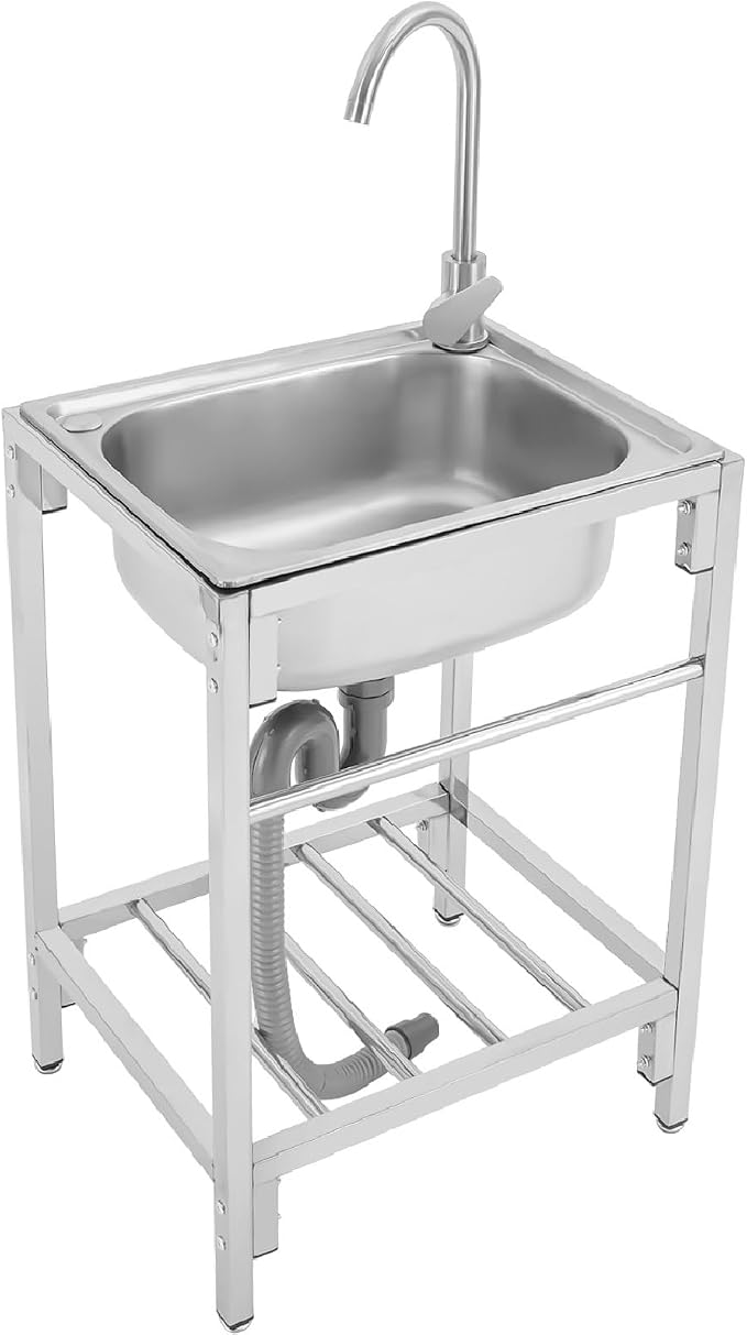 Stainless Steel Utility Sink Single Bowl Freestanding Laundry Sink by Unknown