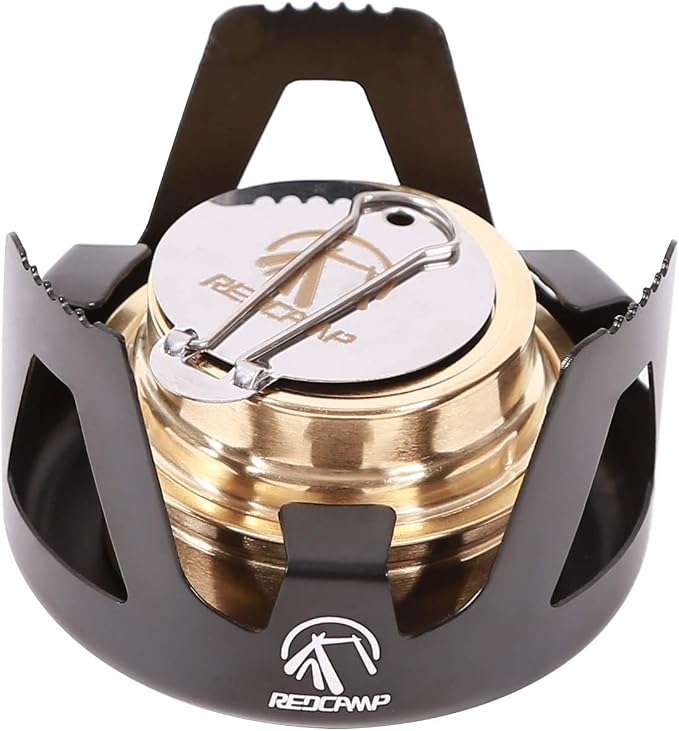 REDCAMP Mini Alcohol Stove for Backpacking, Lightweight Brass Spirit Burner by REDCAMP