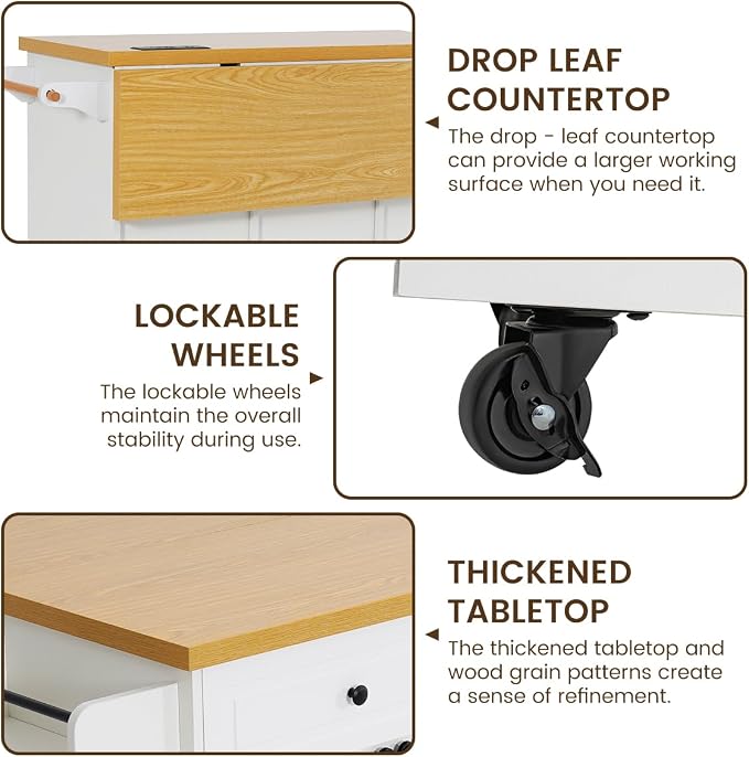 COCO DESIGN Rolling Kitchen Island Cart - Image 8
