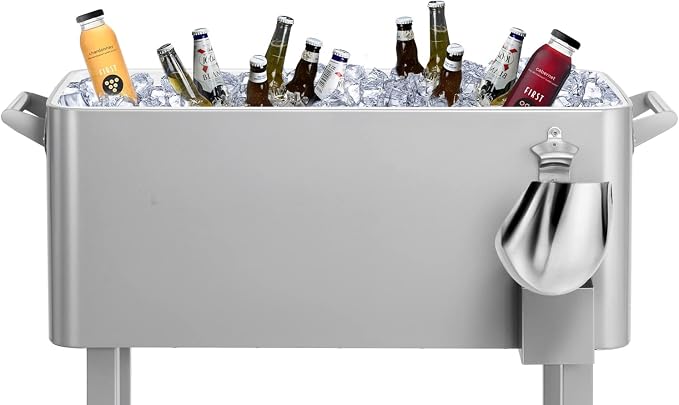EDOSTORY 80 Quart Rolling Ice Chest Cooler Cart, Patio Backyard Party Drink - Image 5