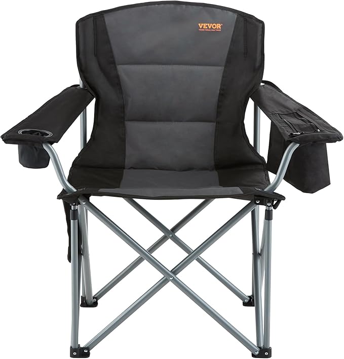 Camping Chair - Black, 450 lb Capacity, 600D Oxford Fabric