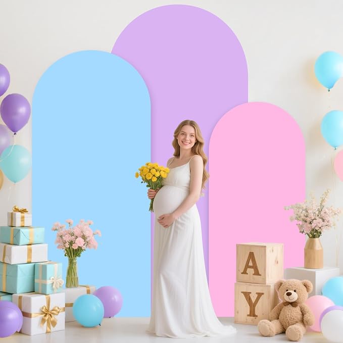 MODFUNS Spandex Arch Backdrop Cover 6ft 6.6ft 7.2ft Lavender Light Blue Pink - Image 4
