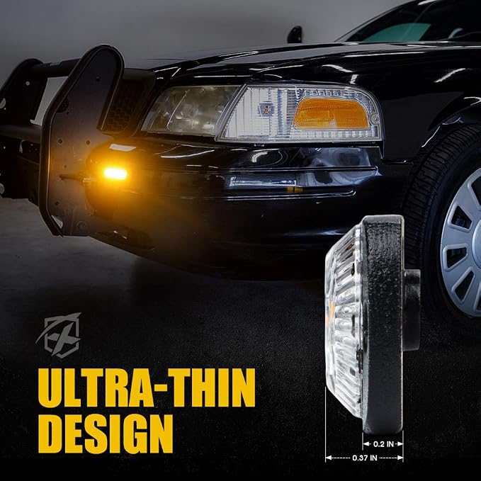 Xprite 4PCS LED Emergency Strobe Lights, Amber 6-LED Surface Mount Flashing - Image 4