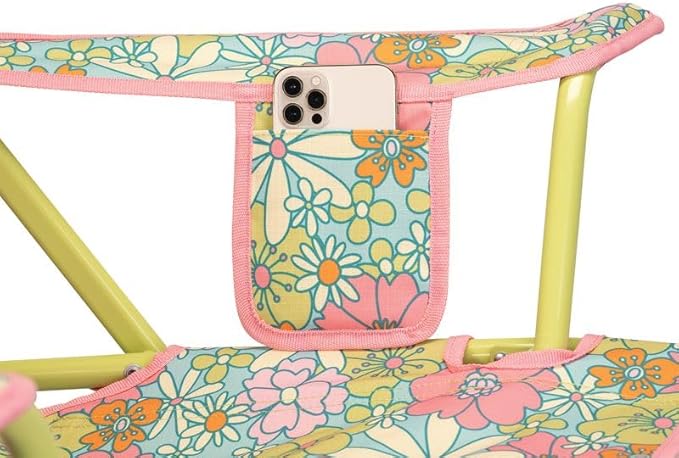Rocking Camping Chair in Floral with Mesh Back and 250 lb Capacity