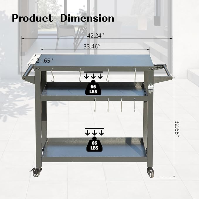 Domi 3-Tier Outdoor BBQ Grill Cart - Image 3