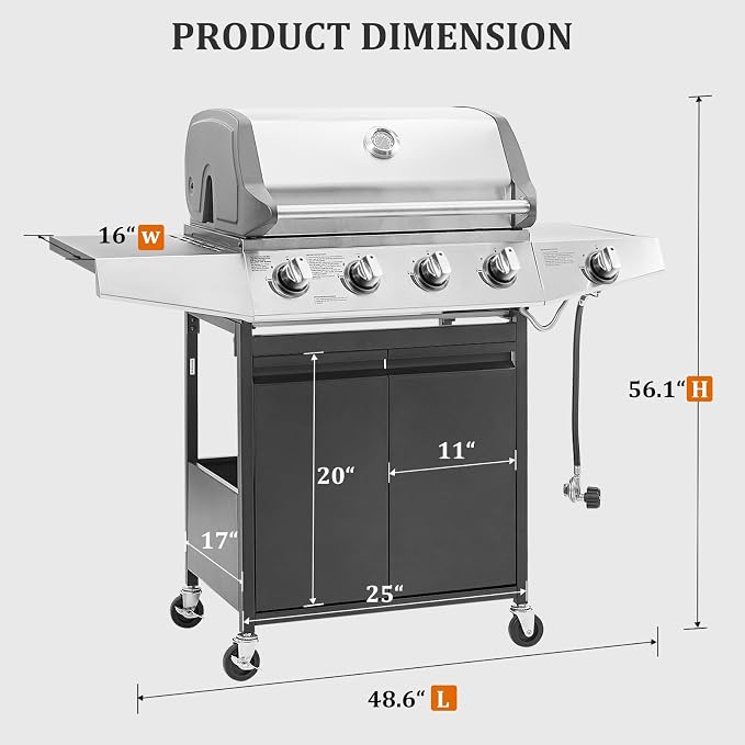Unovivy 4-Burner Propane Gas BBQ Grill - Image 7