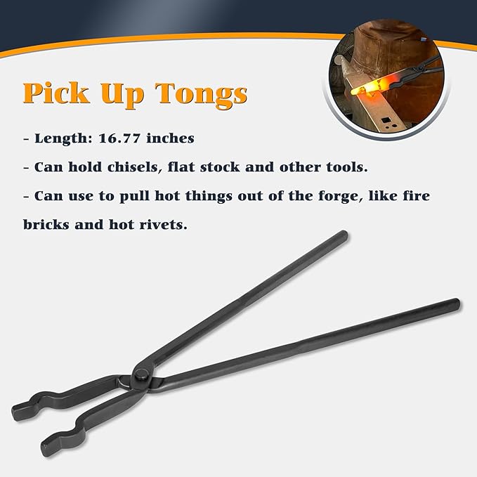 Forge Tongs, 6 Pieces with V-Groove and Flat-Jaw Styles
