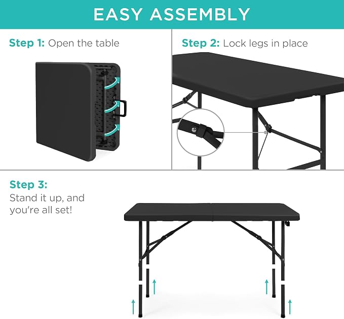 Best Choice Products 4ft Plastic Folding Table, Indoor Outdoor Heavy Duty - Image 8