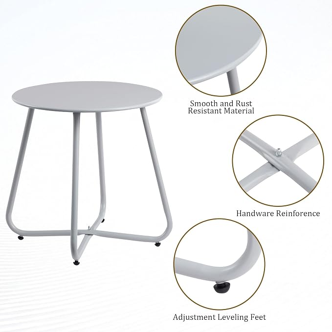 HollyHOME Round Metal Side Table, Rust-Resistant Patio Small Plant Stand - Image 6