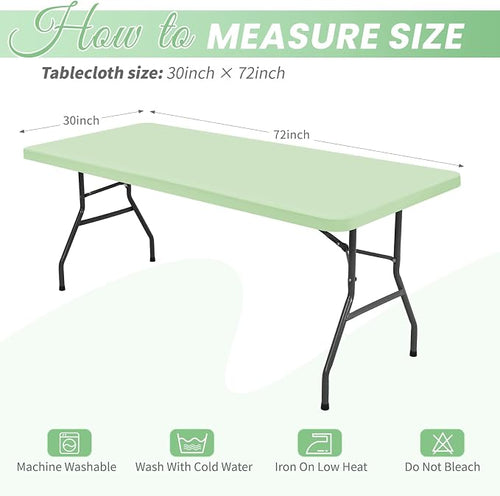 10 Pack Stretch Fabric Table Top Cap Cover, Sage Green Table Covers fits 6Ft - Image 2